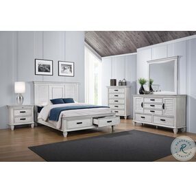 Franco Antique White Queen Panel Storage Bed