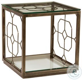 Metal Designs Deep Antiqued Gold Honeycomb Square End Table