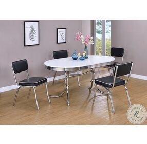 Retro White Oval Dining Table