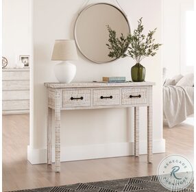 North Coast Distressed White Wash 42" Console Table with USB Charging