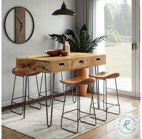 Rollins Light Brown Storage Counter Height Dining Table
