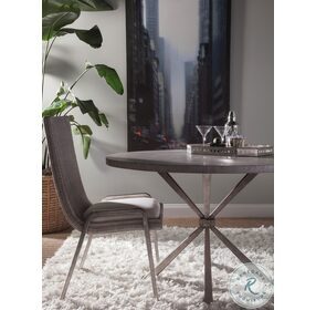 Signature Designs Light Gray And Antiqued Silver Leaf Iteration Round Dining Table