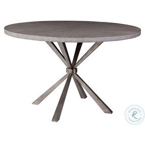 Signature Designs Light Gray And Antiqued Silver Leaf Iteration Round Dining Room Set