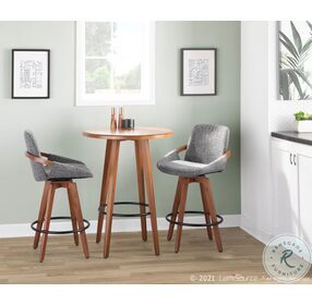 Cosmo Walnut Bamboo And Grey Noise Fabric Swivel Counter Height Stool