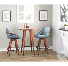Cosmo Walnut Bamboo And Blue Noise Fabric Swivel Counter Height Stool