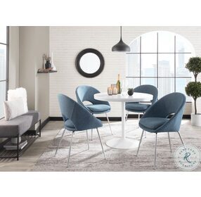 Metro Blue Noise Fabric And Chrome Chair Set of 2