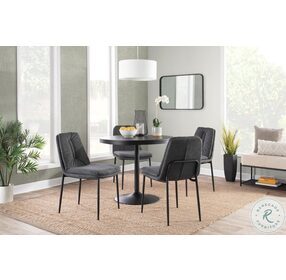 Smith Charcoal Fabric And Black Steel Dining Chair Set of 2