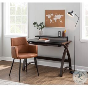 Bentley Dark Grey Wood And Black Glass Office Desk