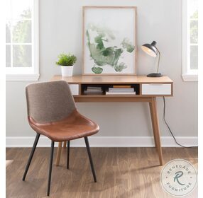 Pebble Natural And White Wood Double Desk