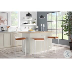 Fuji Camel PU And White Steel Stacker Counter Height Stool Set of 2