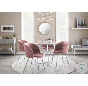 Fran Pink Velvet And Chrome Chair Set of 2
