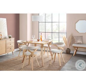 Gardenia Cream Fabric And Natural Wood Chair