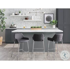 Daniella Charcoal Fabric And Chrome Metal Counter Height Stool Set of 2