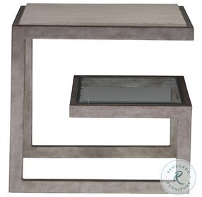 Signature Designs Wire Brushed Light Gray And Antiqued Silver Leaf Soiree Rectangular End Table