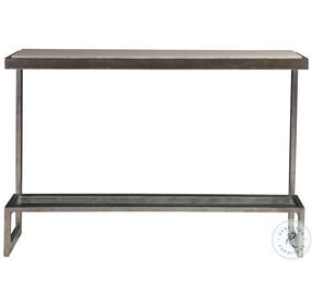 Signature Designs Wire Brushed Light Gray And Antiqued Silver Leaf Soiree Console Table