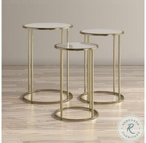 Global Archive Riviera Gold Round Marble 3 Piece Nesting Table Set