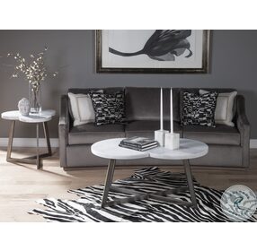 Signature Designs Venetian White And Antiqued Silver Aristo Clover End Table