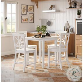 Eastern Tides Brushed White Drop Leaf Counter Height Dining Table