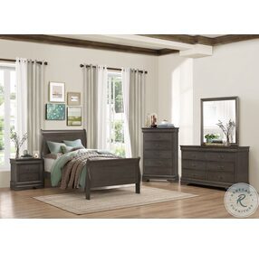Mayville Stained Grey Twin Sleigh Bed
