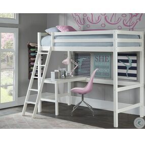 Caspain White Twin Study Loft Bed