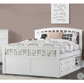 Charlie Captains White Full Panel Bed With Two Storage Unit