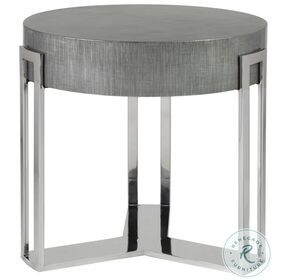 Signature Designs Gray Lacquer And Silver Iridium Round End Table