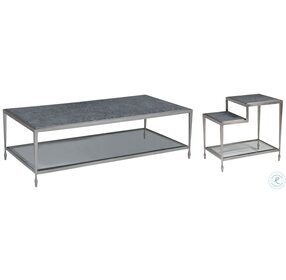 Signature Designs Soft Grey And Antiqued Silver Sashay Rectangular Cocktail Table