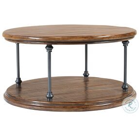 Larson Distressed Natural Brown 36" Round Occasional Table Set