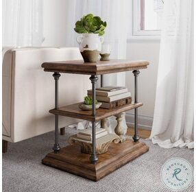 Larson Distressed Brown Chairside Table