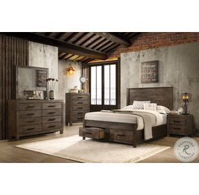 Woodmont Rustic Golden Brown King Panel Storage Bed
