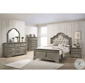 Manchester Beige and Wheat Brown King Panel Bed