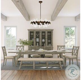 Telluride Driftwood Gray Trestle Extendable Dining Table
