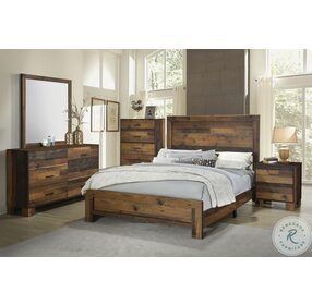 Sidney Rustic Pine King Panel Bed