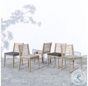 Sherwood Faye Navy And Washed Brown Outdoor Dining Chair