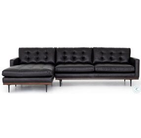 Lexi Sonoma Black Leather 2 Piece Sectional with LAF Chaise