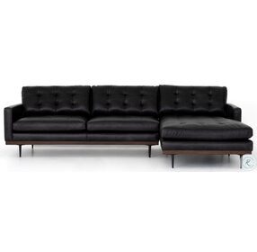 Lexi Sonoma Black Leather 2 Piece Sectional with RAF Chaise