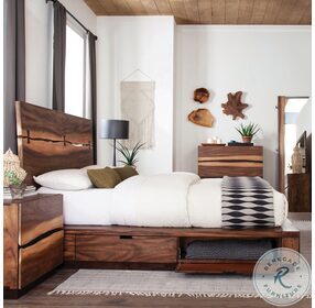 Winslow Smokey Walnut and Coffee Bean Storage Platform Bedroom set