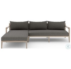 Sherwood Charcoal And Natural Teak Outdoor 2 Piece LAF Sectional