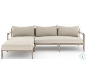 Sherwood Faye Sand and Natural Teak Outdoor 2 Piece LAF Sectional
