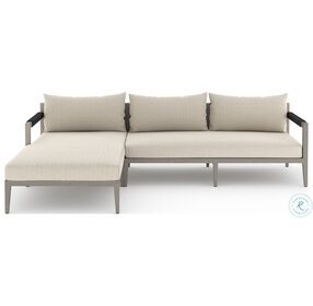 Sherwood Faye Sand and Weathered Gray Outdoor 2 Piece LAF Sectional