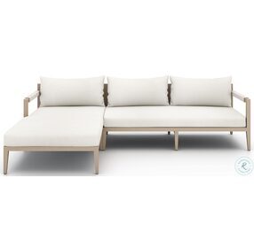 Sherwood Natural Ivory and Washed Brown Outdoor 2 Piece LAF Sectional