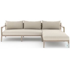 Sherwood Brown And Sand 2 Piece Outdoor RAF Chaise Sectional