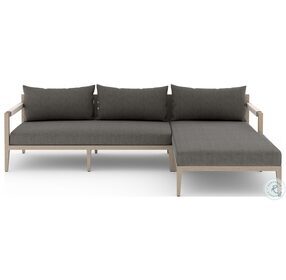 Sherwood Charcoal And Natural Teak Outdoor 2 Piece RAF Sectional