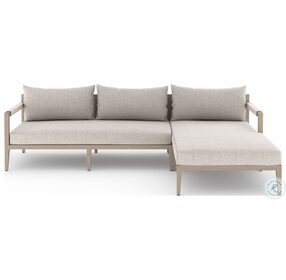 Sherwood Stone Grey And Natural Teak Outdoor 2 Piece RAF Sectional