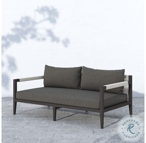 Sherwood Charcoal and Bronze Outdoor 63" Sofa
