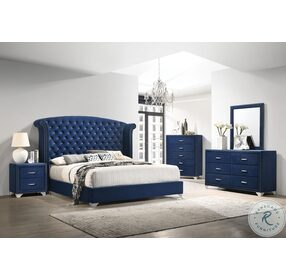 Melody Pacific Blue King Upholstered Panel Bed