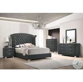 Melody Grey King Upholstered Panel Bed