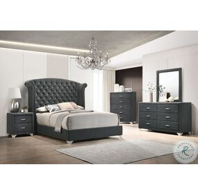 Melody Grey Queen Upholstered Panel Bed