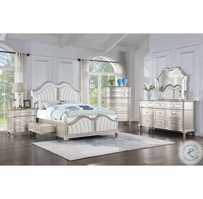 Evangeline Silver Oak And Ivory Queen Panel Storage Bed