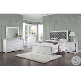 Eleanor White And Silver King Panel Bed